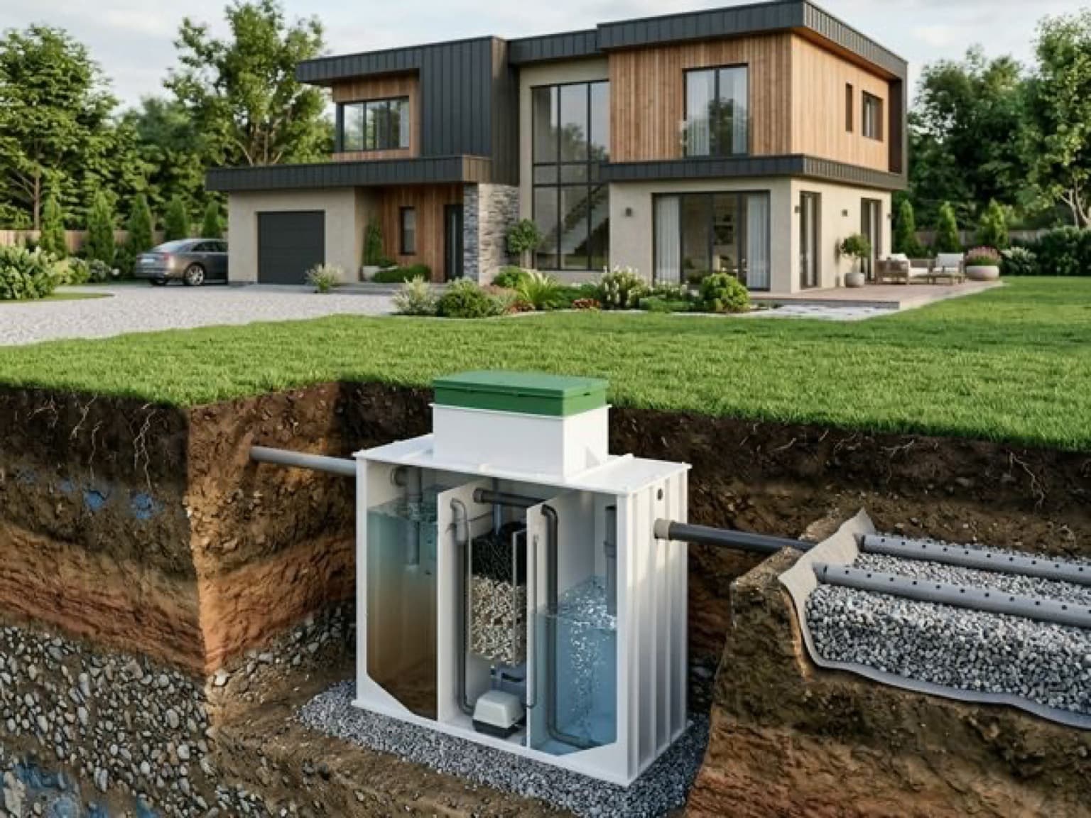 Станция биологической очистки для канализации загородного дома.