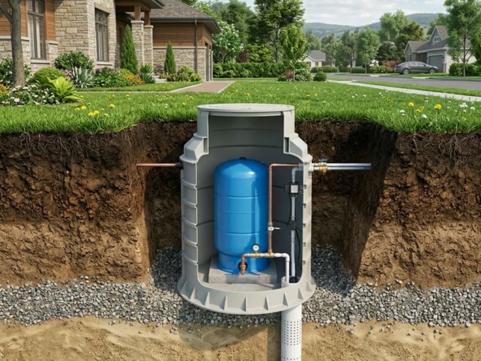 Бурение скважины на воду или кессон для системы водоснабжения загородного дома.